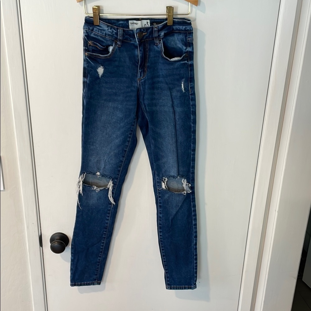 Garage Blue Skinny Jeans with Distressed Details